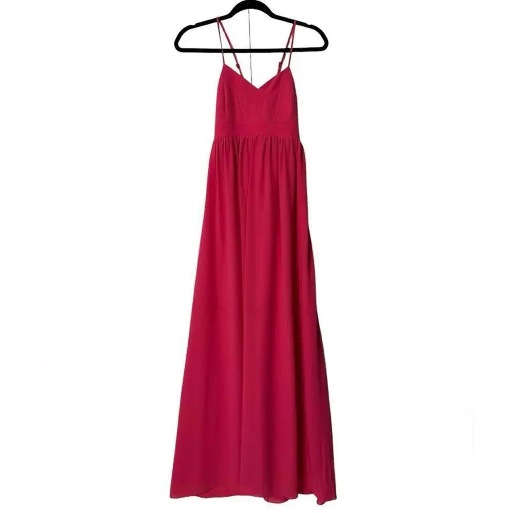 Badgley Mischka l Pink Cross Back Maxi Gown Size 2 - Picture 2 of 9